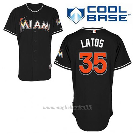 Maglia Baseball Uomo Miami Marlins Mat Latos 35 Nero Alterner Cool Base